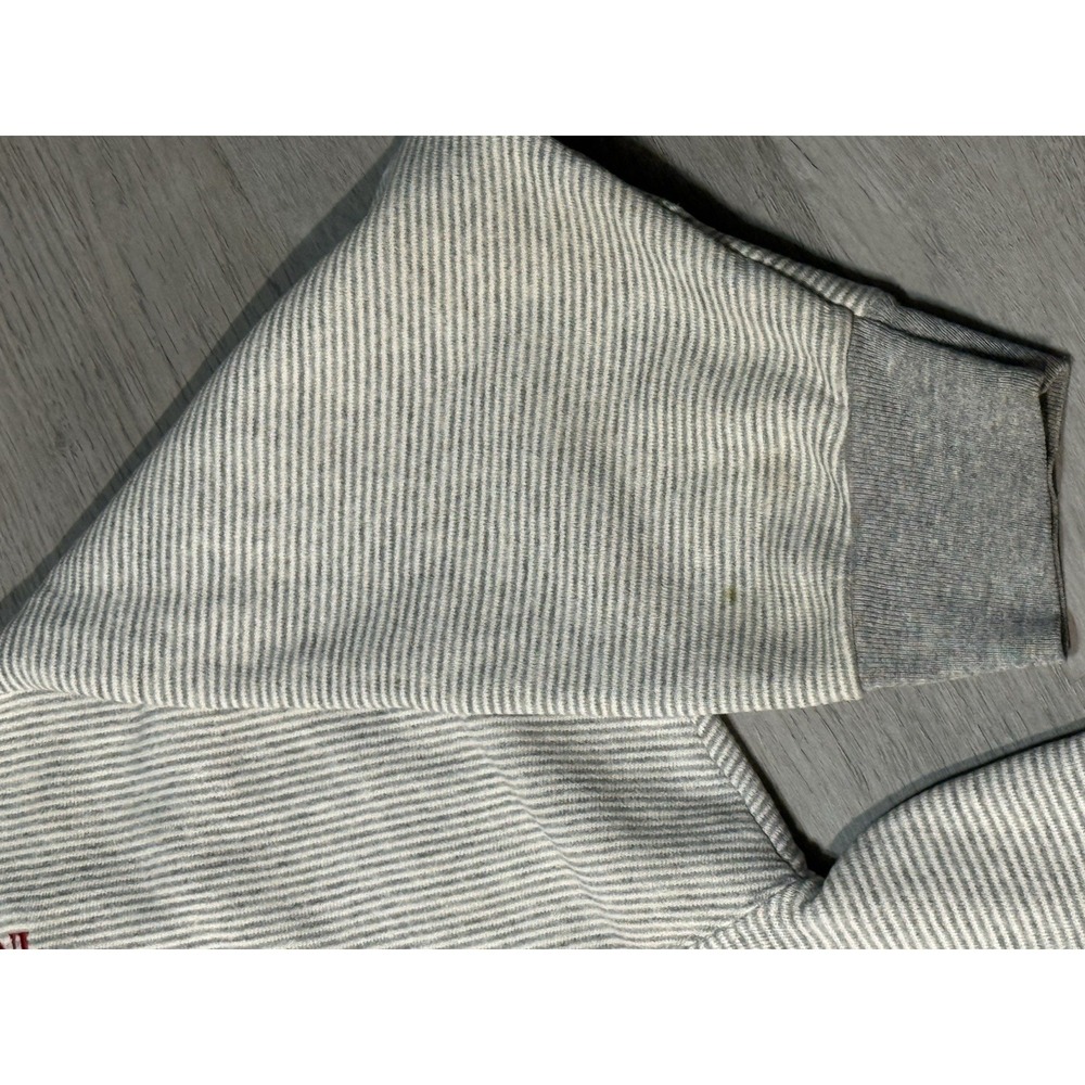 Vintage Travaux Crewneck Sweatshirt Mens Large Gray Striped "Interlake" Logo - Picture 3 of 13